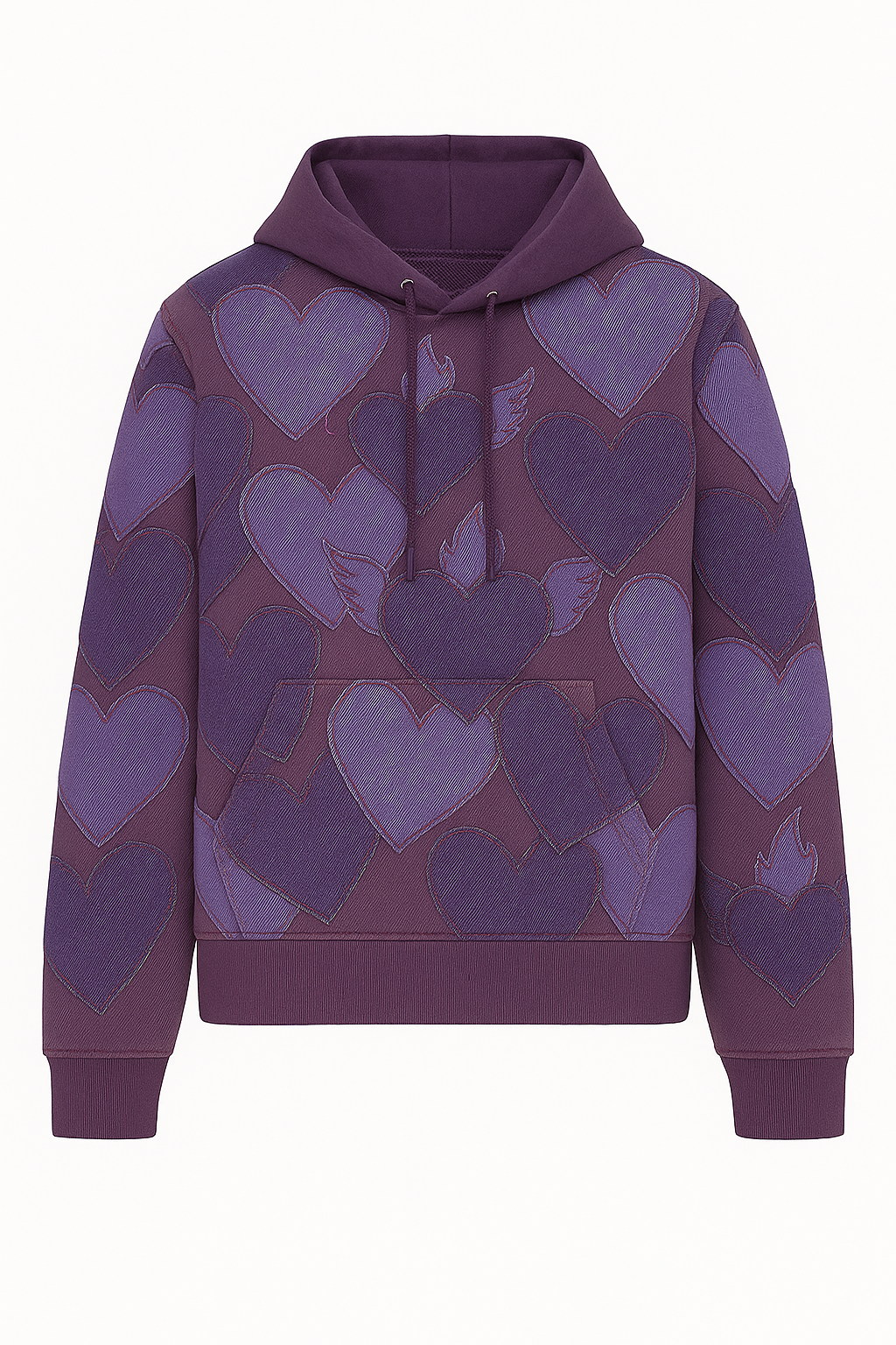 Hearts Hoodie Purple